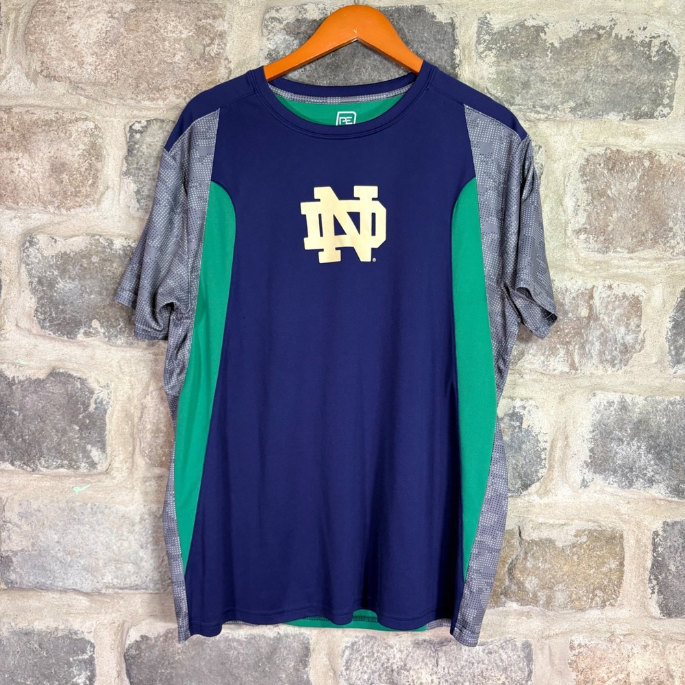 Proedge Notre Dame Fighting Irish Mens XL Navy Green Performance Shirt Gameday